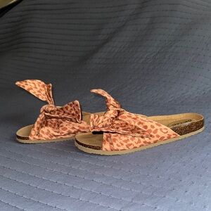 Aerie Brown Sandals Animal Print Flat Sole